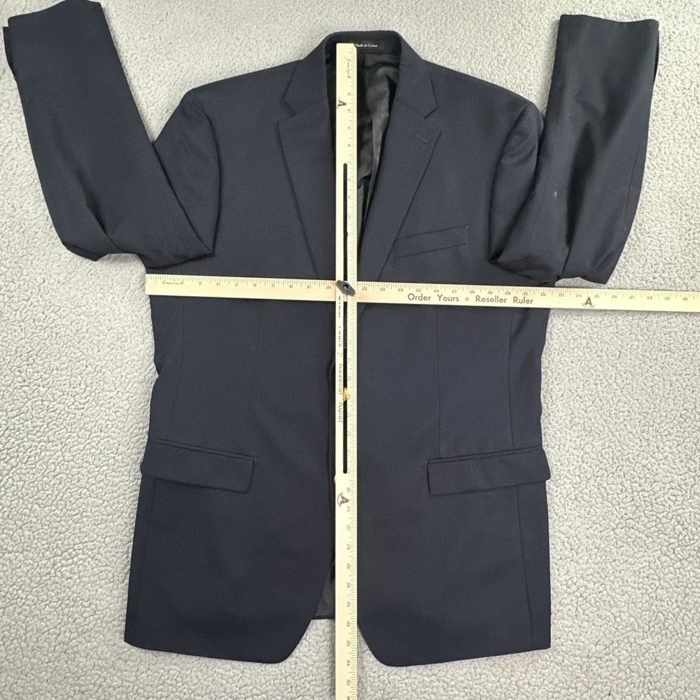 Chaps Blazer Men 44L Navy Blue Gold Button Twill Wool Blend Sport Coat